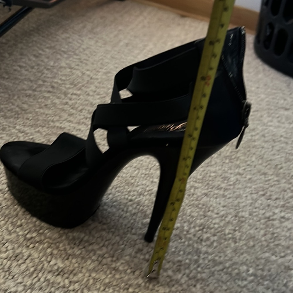 Strappy Black Platform Stiletto Heels SIZE: 8 - Picture 11 of 12
